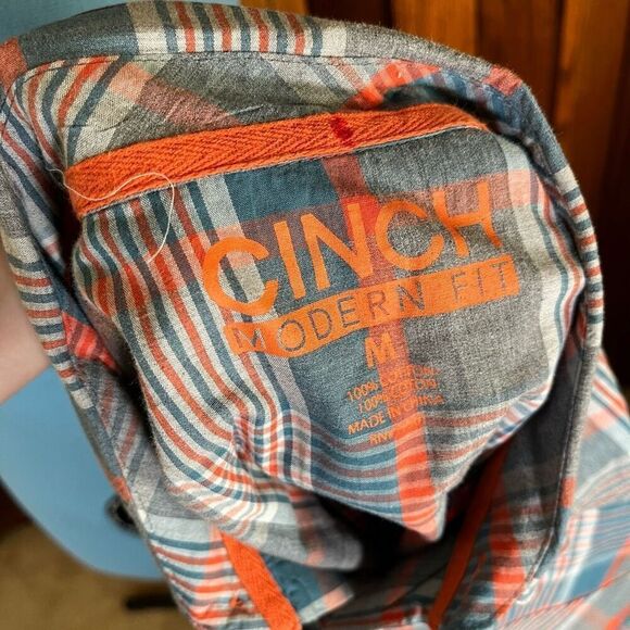 Cinch® Men's Multicolored Plaid Snap Button Down Shirt size M - Picture 5 of 5